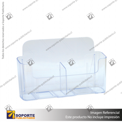 1-TIER LOW BACK 2-PCOKET HOLDER 1/3 A4 (W/DIVIER), CLEAR