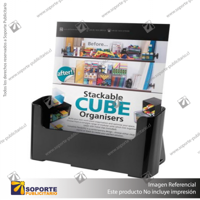 1-TIER WALL MOUNT HIGH BACK HOLDER (PORTRAIT) A4 BLACK