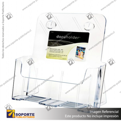 1-TIER WALL MOUNT HIGH BACK HOLDER (PORTRAIT) A4 CLEAR