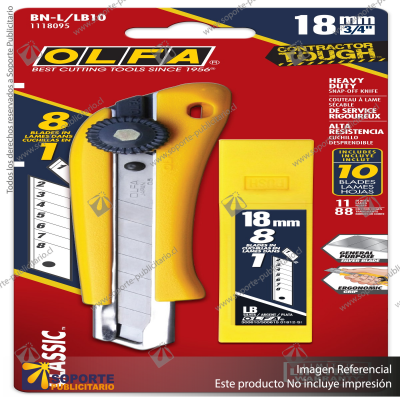 18MM BN-L RATCHET LOCK UTILITY KNIFE WITH A 10-PACK OF SILVER SNAP BLADES VARIATION: DEFAULT TITLE