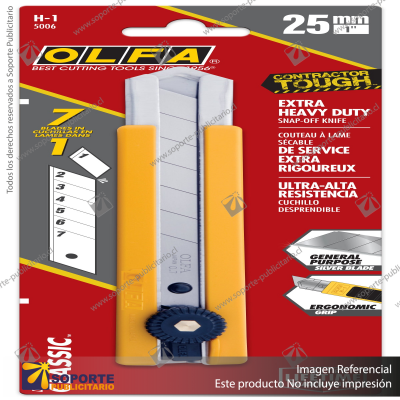 25MM H-1 CLASSIC EXTRA HEAVY-DUTY UTILITY KNIFE WITH RUBBER GRIP INSET VARIATION: DEFAULT TITLE