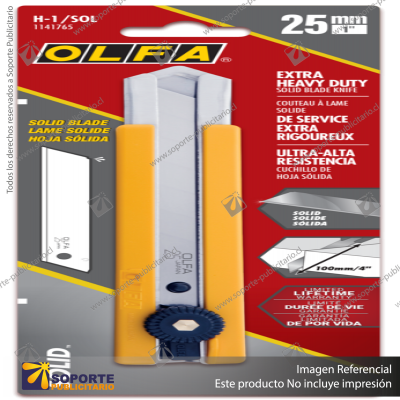 25MM H-1/SOL RUBBER INSET UTILITY KNIFE WITH SOLID BLADE VARIATION: DEFAULT TITLE