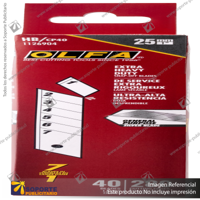 25MM HB SILVER SNAP BLADE - 5, 10, 20 OR 40 PACK VARIATION: HB/CP40