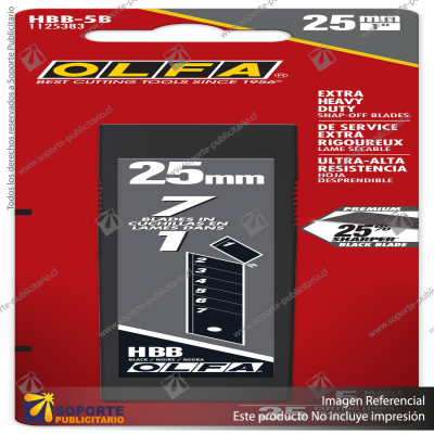 25MM HBB ULTRA-SHARP BLACK SNAP BLADE - 5, 10, 20, OR 40 PACKS VARIATION: HBB-5B