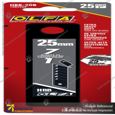 25MM HBB ULTRA-SHARP BLACK SNAP BLADE - 5, 10, 20, OR 40 PACKS VARIATION: HBB-5B