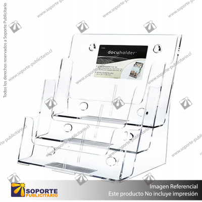 3-TIER WALL MOUNT HIGH BACK HOLDER (PORTRAIT) A4 CLEAR