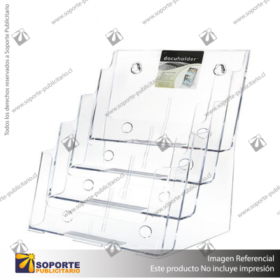 4-TIER WALL MOUNT HIGH BACK HOLDER (PORTRAIT) A4 CLEAR