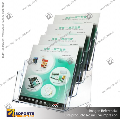 4-TIER WALL MOUNT HIGH BACK HOLDER (PORTRAIT) A4 CLEAR