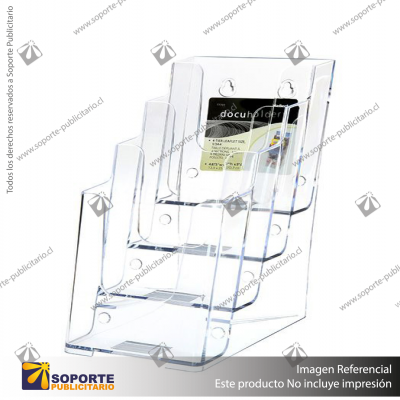 4-TIER WALL MOUNT HIGH BACK HOLDER (PORTRAIT)1/3 A4 CLEAR