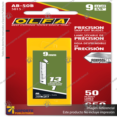 9MM AB SILVER SNAP BLADES - 5, 10 OR 50 PACK VARIATION: AB-10B