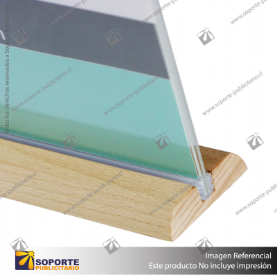 A4 CLEAR SIGN HOLDER WITH WOODEN BASE TABLE PLACE CARD STAND MENU NUMBER DISPLAY HOLDER