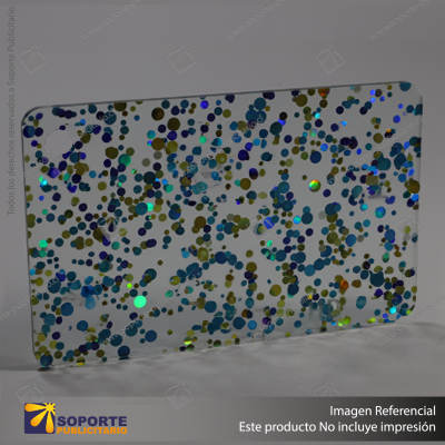 ACRILICO GLITTER CONFETTI DOTS BLUE GOLD