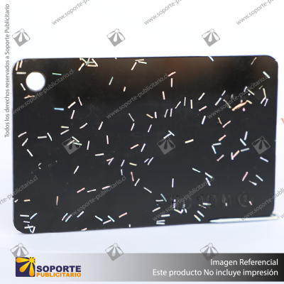 ACRILICO GLITTER CONFETTI RAINBOW BLACK - BICOLOR NOVO 3MM