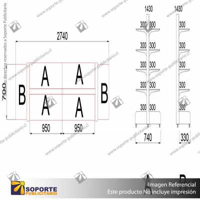 B – NAVE CENTRAL 2 – GONDOLA CENTRAL 1430X2740X700