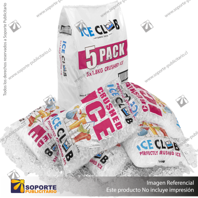 BOLSA HIELO PICADO 2 KG CON TU MARCA + DESPACHO (CONT. MALLA HIELO: 6 BOLSAS DE 2KG PESO MALLA 12KG)