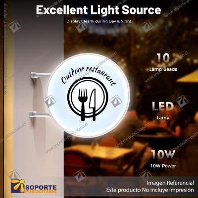 CAJA DE LUZ CIRCULAR DOBLE GRAFICA DIAMETRO 60 CMS PARA MURO