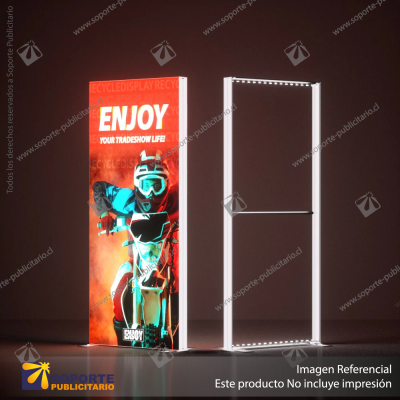CAJA DE LUZ PERFIL ALUMINIO 6.5 CMS COLOR NEGRO GRAFICA DOBLE 100*200 CMS ILUMINACION LED