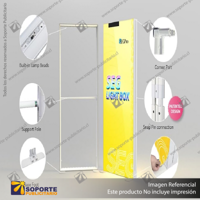 CAJA DE LUZ PERFIL ALUMINIO 6.5 CMS GRAFICA DOBLE 100*200 CMS ILUMINACION LED