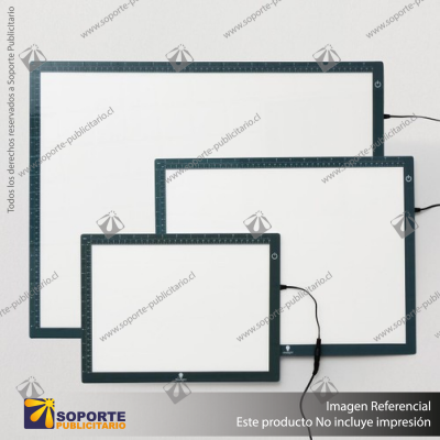 CAJA DE LUZ VIDRIO TEMPLADO BORDE GRIS FORMATO A4 (21*29.7 CMS)