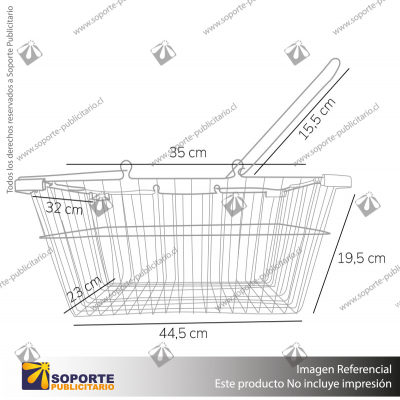 CANASTO METAL CON MANILLAS PARA COMPRAS 22L