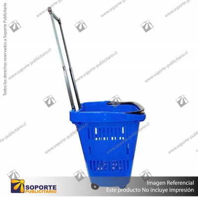 CANASTO PLASTICO CON ASA PARA COMPRAS ROJO 34L