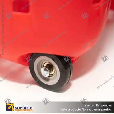 CANASTO PLASTICO CON ASA RETRACTIL Y RUEDAS ROJO GRANDE 45L