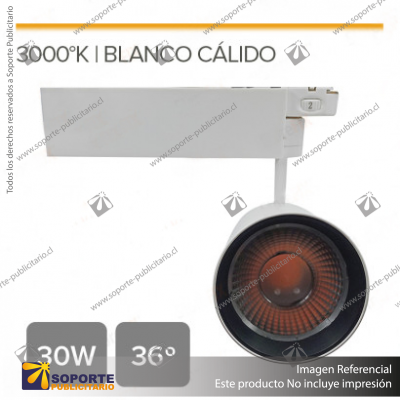 CANNES - FOCO LED TRACK LIGHT TRIFASICO COB 30W 3000K BLANCO 36