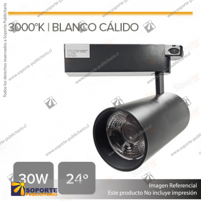 CANNES - FOCO LED TRACK LIGHT TRIFASICO COB 30W 3000K NEGRO 24