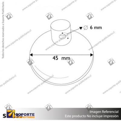 CHUPON 45MM DOBLE VENTOSA, CON PERFORACION PARA GANCHO