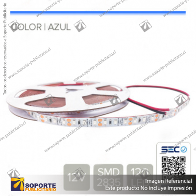 CINTA LED 12W 12V 120L AZUL (ROLLO 5 MTS)