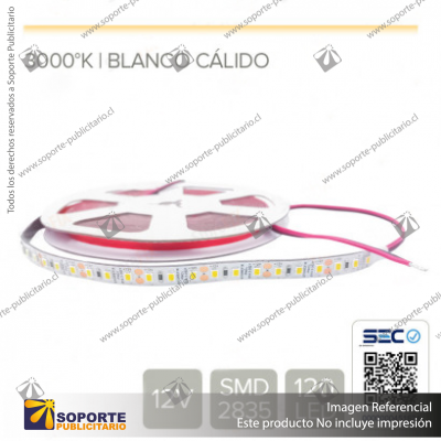 CINTA LED 14.4W 12V 120L CALIDO (ROLLO 5 MTS)