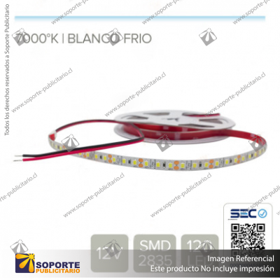 CINTA LED 14.4W 12V 120L FRIO (ROLLO 5 MTS)