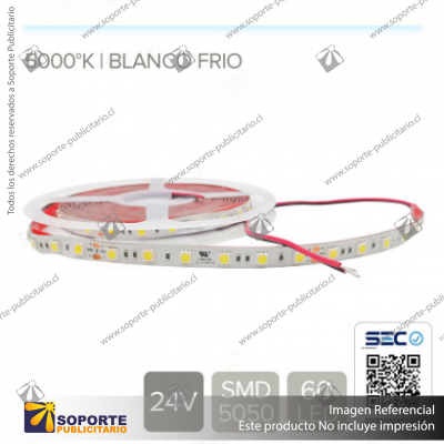 CINTA LED 14.4W 24V 60L FRIO (ROLLO 5 MTS)