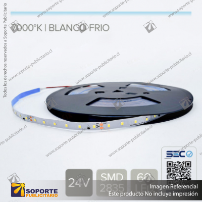 CINTA LED 4.8W 24V 60L BLANCO FRIO (ROLLO 15 MTS)