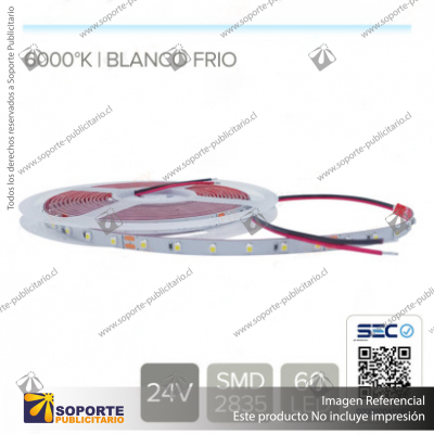 CINTA LED 4.8W 24V 60L FRIO (ROLLO 5 MTS)