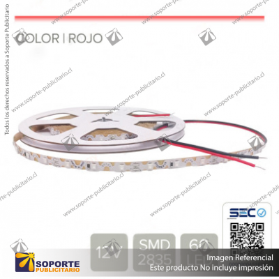 CINTA LED 6W 12V 60L ZIG ZAG ROJO (ROLLO 5 MTS)