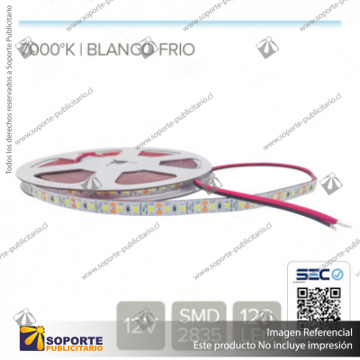 CINTA LED 9.6W 12V 120L FRIO (ROLLO 5 MTS)