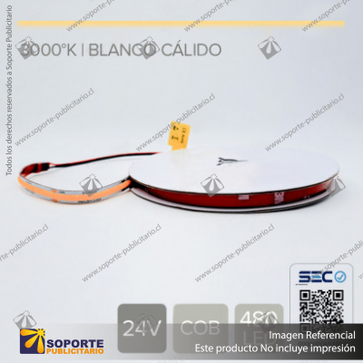 CINTA LED COB SIN DEMARCACION 11W 24V CALIDO (ROLLO 5 MTS)