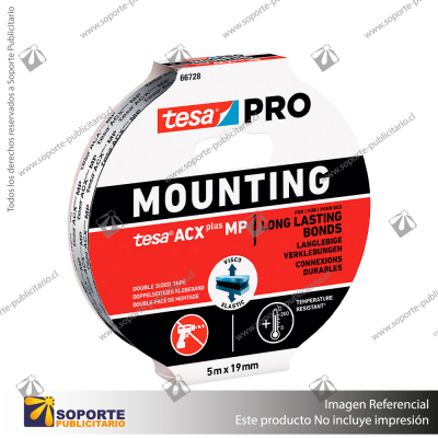 CINTA TESA PRO 66728, DOBLE FAZ, ACXPLUS NEGRO, 19MM X 5MT TESA 0: FUNCION DE SELLADO: ESTA SOLUCION PROFESIONAL SELLA Y PROTEGE CONTRA EL POLVO Y LA HUMEDAD; RELLENA ORIFICIOS EN SUPERFICIES DE DIVERSOS MATERIALES Y CON CARACTERISTICAS DIFERENTES. 1: PAR