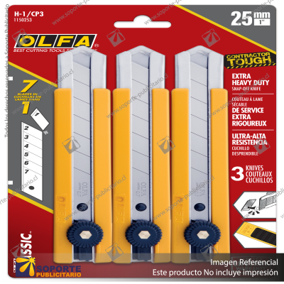 CLASSIC EXTRA HEAVY-DUTY RATCHET-LOCK UTILITY KNIFE WITH ANTI-SLIP GRIP, 3-PACK VARIATION: DEFAULT TITLE