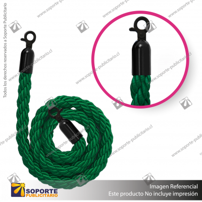 CORDON TRENZADO VERDE CON ENGANCHES NEGROS