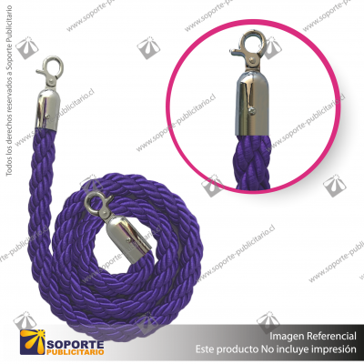 CORDóN TRENZADO MORADO CON ENGANCHES CROMADOS