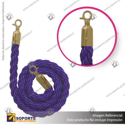 CORDóN TRENZADO MORADO CON ENGANCHES DORADOS