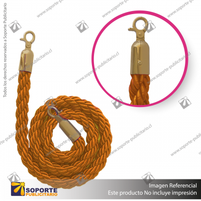 CORDóN TRENZADO NARANJO CON ENGANCHES DORADOS