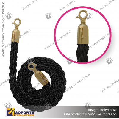 CORDóN TRENZADO NEGRO CON ENGANCHES DORADOS