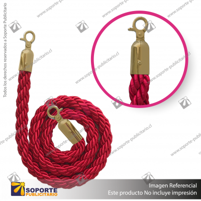 CORDóN TRENZADO ROJO CON ENGANCHES DORADOS