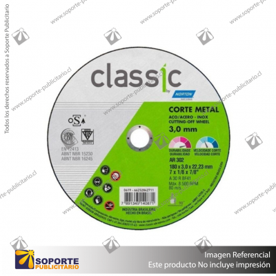 DISCO DE CORTE ACERO E INOXIDABLE CLASSIC 180X3,0X22.23 MM