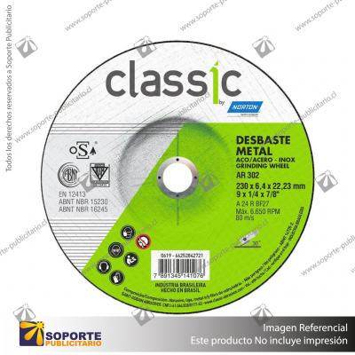 DISCO DE DESBASTE METAL CLASICC 230X6,4X22,2 MM