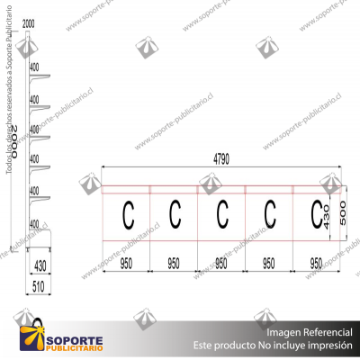 E- NAVE MURAL 5 – GONDOLA MURAL 2000X4790X500