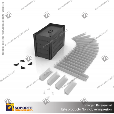 EXHIBIDOR MODULAR PARA PRODUCTOS 20*40 CMS PAYLOADER SISTEMA ENSAMBLE BANDEJA NEGRA